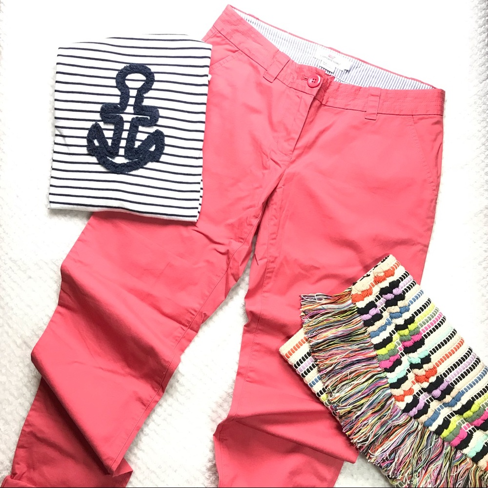 Vineyard Vines coral chino beach pants EUC Sz 0